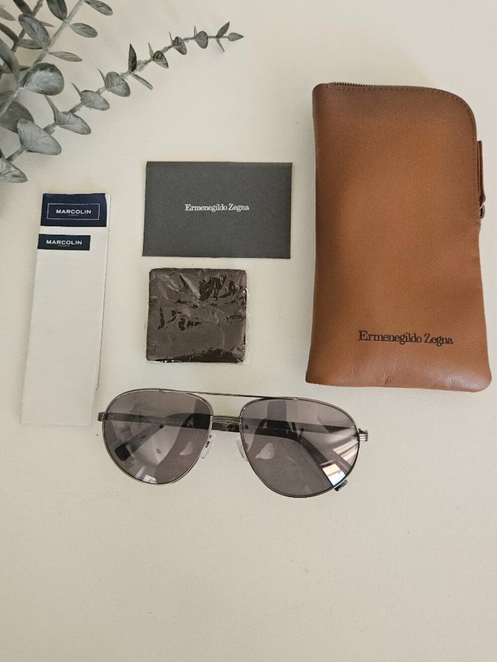 Authentic Ermenegildo Zegna EZ0030 Aviator Sunglasses Gunmetal Gray Italy NWOT